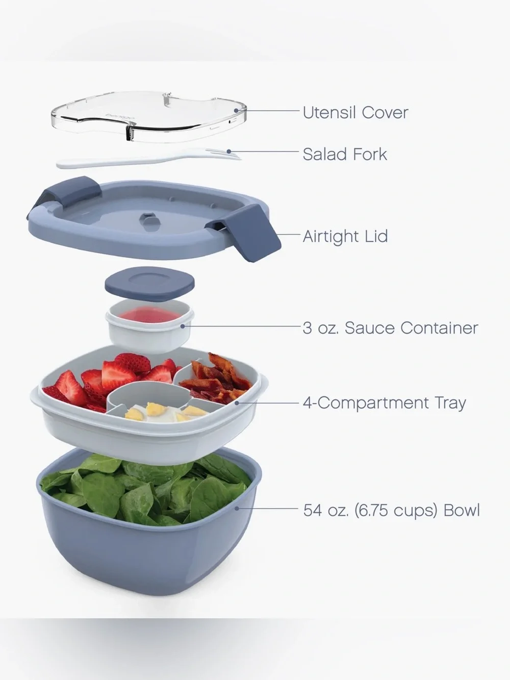 Bentgo Salad All-in-One Container - Slate Blue NWT